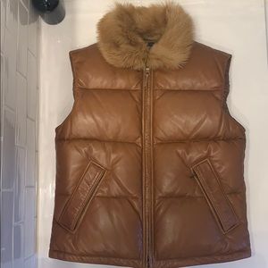 Ralph Lauren Brown Lambskin Down Vest